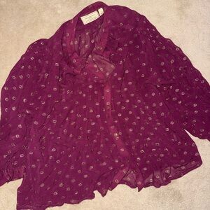 Moulinette Soeurs Plum Blouse with Gold Accents